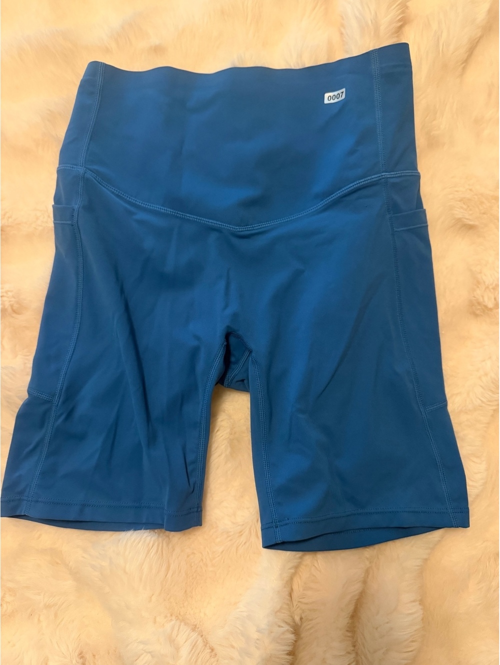 Halara Blue High-Waisted Athletic Shorts with Side Pockets - Size Small